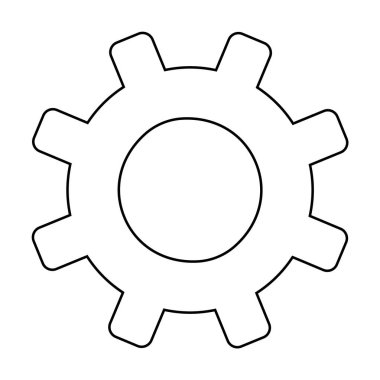 Sekiz dişli siyah beyaz çizgili bir dişli. Makine, mühendislik, teknoloji, makine ve endüstriyel temalar için idealdir. Basit ve minimalist stil.