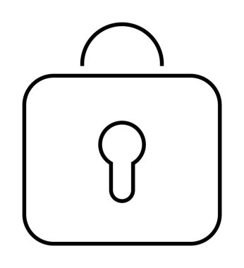 Merkezinde anahtar deliği ve üstünde U şeklinde bir sapı olan bir asma kilit resmi. Güvenlik, koruma, güvenlik, mahremiyet, erişim denetim temaları için ideal.