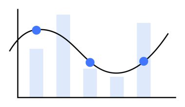 Siyah çizgi grafikli mavi çizelge ve veri eğilimlerini gösteren mavi noktalar. İş raporları, veri analizi, sunumlar, istatistikler ve piyasa araştırmaları için ideal.