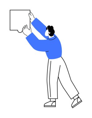 Büyük bir yapboz parçasını tutan kişinin sadeleştirilmiş görüntüsü. Takım çalışması, problem çözme, işbirliği, çözümler ve strateji planlama konuları için ideal. Minimalist, modern, temiz.