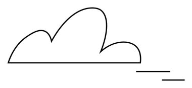 Tek sıra bulut. Hava durumu uygulamaları, basit tasarım, minimalist sanat, vektör grafikleri ve eğitim materyalleri için idealdir. Minimalist, temiz, vektör biçimi.
