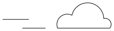 Beyaz bir zemin üzerinde siyah çizgili bulutlar ve temiz çizgiler. Hava durumu uygulamaları, doğa temalı projeler, çocuk kitapları, eğitici materyal ve grafik tasarımı için ideal. Basit, modern tasarım.