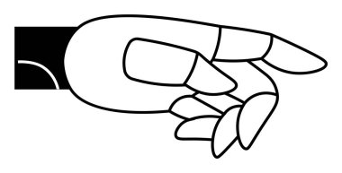 İleri uzanan eklemli parmakları olan robot bir el. Teknoloji, robot bilimi, yapay zeka, endüstriyel tasarım, yenilik kavramları için idealdir. Basit satır sanatı tarzı.