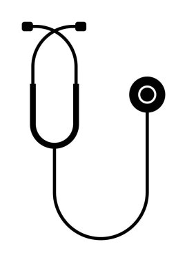 Siyah steteskop sağlık temalarını yansıtır. Tıbbi, sağlık, teşhis, sağlık ve doktorlar için idealdir. Basit vektör biçimi.