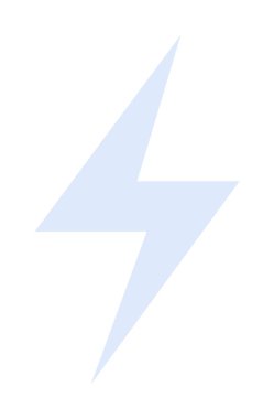 Beyaz arka planda mavi yıldırım. Enerji, elektrik, hız, teknoloji ve güç için ideal. Basit ve minimalist stil.