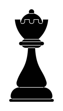 Beyaz arka planda bir satranç taşının siyah silüeti. Satranç konseptleri, strateji temaları, eğitim materyalleri, oyun tasarımları ve minimalist sanat eserleri için idealdir. Basit, klasik, vektör.