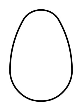 Beyaz arka planda siyah bir yumurta çizgisi. Eğitim materyalleri, sanat ve tasarım projeleri, zanaat faaliyetleri, şablonlar ve şablonlar için uygundur. Öğrenme, yaratıcılık, DIY, Paskalya zanaatı için ideal