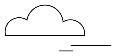 Minimalist bir vektör görüntüsü, sağdaki iki yatay çizgiden oluşan siyah çizgili bir bulutu gösteriyor. Hız ya da hareket öneriyor. Hava durumu, teknoloji, iletişim, web tasarımı ve basitlik için ideal