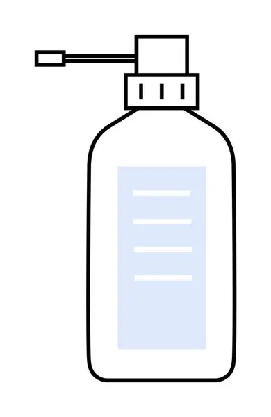 stock vector Pump dispenser with a label, and a nozzle for dispensing liquids. Ideal for product labels, healthcare, hand sanitizers, cleaning supplies, skincare, and hygiene. Minimalist vector style.