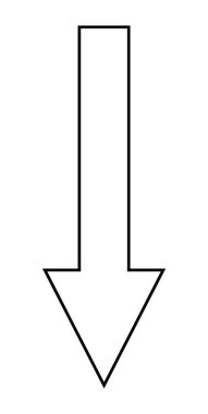 Aşağı bakan büyük siyah ok. Yönlendirme, yönlendirme, kullanıcı arayüzü, sunumlar için ideal. Aşağı doğru bir hareketi ya da yönü göstermek için mükemmel. Minimalist vektör grafik biçimi