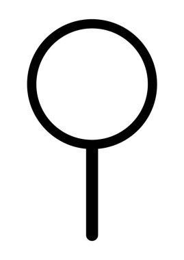 Beyaz arka planda dikey dikdörtgen içinde yatay bir çizgi olan basit siyah çizgili daire. Harita, yön bulma, yön bulma, konum belirleyiciler ve temel grafik tasarımlar için ideal. Minimalist