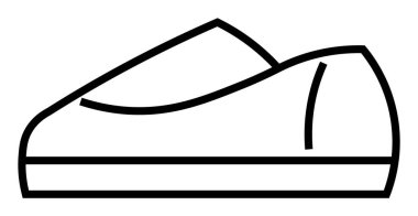 Temiz çizgileri olan siyah çizgili basit bir ayakkabı sanatı. Moda markalaştırma, minimalist tasarım projeleri, vektör grafikleri, ayakkabı mağazası logoları ve giyim temalı çizimler için ideal. Tek renkli vektör