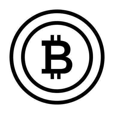 Siyah, iki daireye ayrılmış Bitcoin sembolü dijital para birimi, engelleme teknolojisi, ademi merkeziyet finansmanı, kripto para ticareti ve finansal yeniliği ifade eder. Finans teknisyeni için ideal