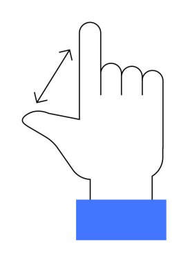 Basit bir çizgi sanatı, çift başlı bir okla gösterilen, çimdik-zoom hareketi ile bir eli gösteriyor. Dokunmatik ekranlar, kullanıcı arayüzleri, mobil cihazlar, talimatlar, dersler için idealdir. Sayısal temiz ahır