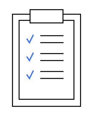 Beş görev listesinin yer aldığı ve üçünün tamamlanmış olarak işaretlendiği bir kağıt içeren basit bir pano. Üretim, organizasyon, görev izleme, iş yönetimi ve planlama için ideal