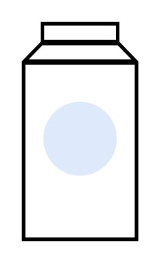 Önünde mavi bir daire olan beyaz dikdörtgen bir süt kutusu. Süt ürünleri markalaşması, ambalaj tasarımı, minimalist logolar, yiyecek ve içecek pazarlaması ve çocuk resimleri için idealdir. Temiz