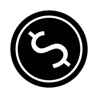 Merkezinde beyaz, stilize bir dolar işareti bulunan siyah daire, temel finansal istikrar kavramını özetliyor. Finans, iş, ekonomi, para ve yatırım için ideal. Basit ve mod