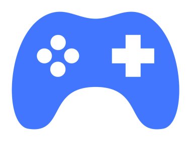 Çapraz ve dairesel düğmeleri olan, düğme desenli mavi oyun denetleyicisi. Oyun, teknoloji, eğlence, gençlik kültürü ve dijital medya için ideal. Basit vektör biçimi.