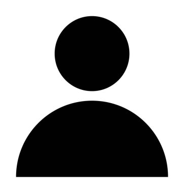 Siyah siluet, kafa için bir çember ve üst gövde için de bir yarım daire oluşturur. Avatarlar, kullanıcı profilleri, bağlantılar, arayüzler ve UX tasarımı için ideal. Minimalist vektör biçimi.