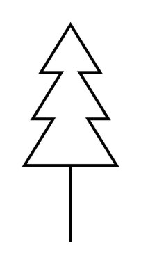 Düz gövdeli, üçgen soyut bir çam ağacının siyah çizgisi. Tatil süslemeleri, doğa çizimleri, minimalist tasarımlar, eğitim malzemeleri, açık hava temaları için idealdir. Üç kelime.