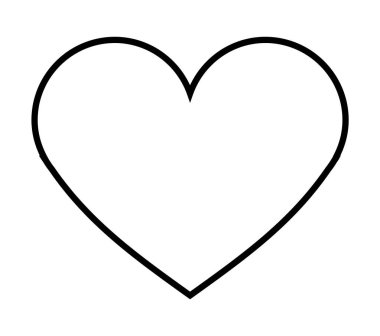 Beyaz arka plana karşı siyah bir kalp şeklinin basit bir taslağı. Aşk, romantizm, sevgililer günü, düğünler ve duygusal bağlar için idealdir. Minimalist tarzda. Bu vektör çizimi temiz