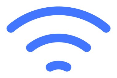 İnternet bağlantısını gösteren üç kıvrımlı bantlı basit mavi kablosuz sinyal simgesi. Teknoloji, ağ, iletişim, kablosuz ağ ve dijital temalar için ideal. Minimalist vektör biçimi.