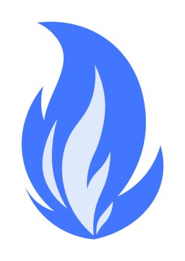 Daha hafif iç detayları olan stilize edilmiş mavi bir alev. Enerji, güç, yangın güvenliği, ısıtma hizmetleri ve modern tasarım temaları için idealdir. Basit, modern tarz..