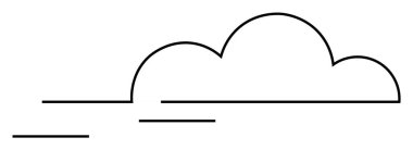 Soyut, minimalist siyah çizgiler paralel yatay çizgileri olan bir bulut oluşturur. Hava durumu uygulaması, web tasarımı, logo, ikon seti, dijital sanat için ideal. Basit satır sanatı tarzı.