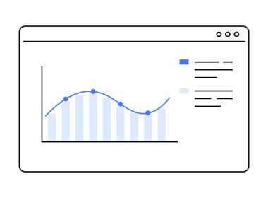 Çizgi çizelgesi ve veri noktalarıyla bir grafik gösteren bir bilgisayar ekranı. Veri analizi, iş raporlaması, mali takip, performans ölçümleri ve istatistiksel sunumlar için ideal. Temiz