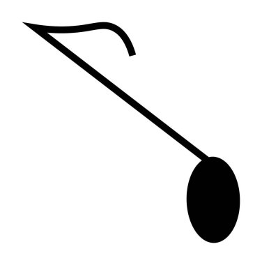 Müzikal sekizinci notanın siyah vektör görüntüsü. Müzik eğitimi, kompozisyon, ritim pratiği, nota tasarımı ve müzik sembolleri için ideal. Minimalist ve modern stil.
