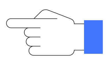 Mavi kollu, minimalist tarzda solu gösteren bir el. Navigasyon, yön, talimatlar, dikkat ve kullanıcı arayüzü tasarımı gibi konular için ideal.