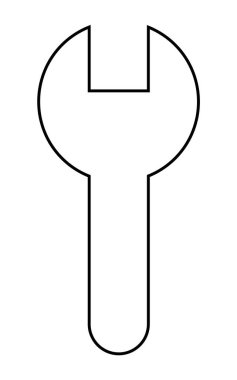 Basit bir anahtar aletinin taslağı. Tamir, bakım, mühendislik, inşaat ve araç gereç temaları için ideal. Minimalist stil. Teknik kılavuzlar ve öğretici kılavuzlar için mükemmel..
