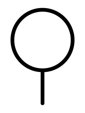 Dikey bir çizgiye bağlı basit siyah dairesel şekil. Temiz ve kalın çizgileri olan modern, şık bir tasarım. Dijital medya, grafik tasarımı, modern sanat, minimalist dekor, logo oluşturma için ideal. Temiz