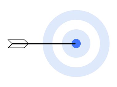 Mavi bir hedefin merkezine eşmerkezli daireler çizen bir ok. İş hedefleri, odaklanma, kesinlik, başarı ve başarı için idealdir. Basit grafik biçimi, minimal tasarım, net görsel