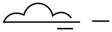 Bir bulut basit siyah çizgilerle temsil edilir. Hava durumu uygulamaları, minimal tasarımlar, web siteleri, çevresel grafikler, eğitim materyalleri için ideal. Minimalist vektör sanat biçimi.