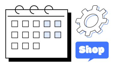 Üzerinde işaretli tarihler, bir vites sembolü ve 