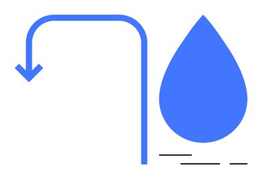 Mavi bir su damlası ve aşağı doğru bir ok içeren minimalist bir tasarım. Suyun korunumu, çevre temaları, temiz tasarım, eğitim materyalleri ve ikonografi için idealdir. Basit şekiller ve bir