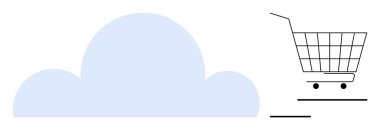 Bulut sembolü ve alışveriş arabası ikonu. Çevrimiçi alışveriş bulutu depolama dijital pazarlama teknolojisi hizmetleri ve e-ticaret platformları için ideal. Minimalist düz tasarım biçimi