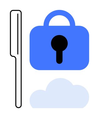 Anahtar, kilit ve bulut simgesi temiz, minimalist bir şekilde tasarlandı. Siber güvenlik, bulut depolama çözümleri, veri koruması, şifreleme hizmetleri ve çevrimiçi gizlilik farkındalığı için ideal. Basit modern.