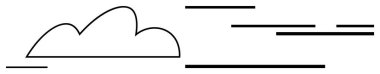 Rüzgarı temsil eden yatay çizgileri olan basit bir bulut çizgisi. Hava raporları, doğa temaları, minimalizm tasarımı, çocuk kitapları ve çevre eğitimi için idealdir. Kolay, net, grafik