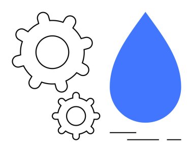 Mavi damlacık ve iki vites su koruma teknolojisini vurguluyor. Mühendislik, yenilik, sürdürülebilirlik, su yönetimi ve çevre koruma için idealdir. Basit ve modern stil