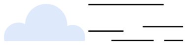 Açık mavi bir buluta farklı uzunluktaki birkaç siyah yatay çizgi eşlik eder. Teknoloji, internet, bulut hesaplama, veri depolama, ağ entegrasyonu için ideal. Minimalist vektör biçimi