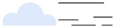 Rüzgarın hareketini gösteren basit siyah çizgileri olan pastel mavi bir bulut. Hava tahminleri, meteoroloji, iklim değişikliği, doğa, çevre tasarımı için ideal. Basit ve temiz bir biçim