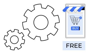 Alışveriş arabası, satın alma tuşu, iki vites ve 