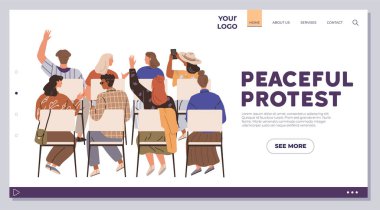 Barışçıl bir protesto için sandalyelerde oturan bir grup birey. Eylemcilik topluluğu etkinlikleri için ideal sosyal değişim birliği ve halkın bilinci