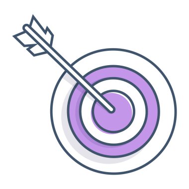 Ok, mor ve beyaz bir hedefin merkezine isabet ediyor. Hedef belirleme, kesinlik, başarı, odaklanma ve başarı temaları için idealdir. Basit ve temiz bir biçim