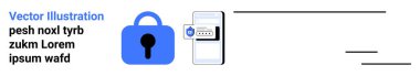 Akıllı telefonun yanındaki büyük mavi kilit metin satırlı bir parola ekranı gösteriyor. Güvenlik, mobil kimlik doğrulama, veri koruması, mahremiyet ve teknoloji için ideal. İniş sayfası için pankart