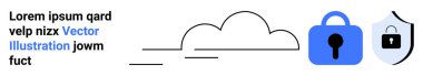 Mavi asma kilit ve kalkan sembolünün yanında basit bir bulut simgesi. Çevrimiçi güvenlik bulutu veri depolama, siber güvenlik gizliliği ve teknoloji gibi konular için ideal. İniş sayfası için pankart