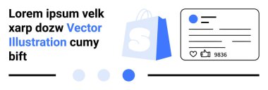 Alışveriş torbası ikonu ve sosyal medya kartı temiz bir arkaplanda nişan ölçüleri. E-ticaret için ideal, sosyal medya pazarlaması, dijital reklamcılık, UX UI tasarımı, web geliştirme. İniş sayfası