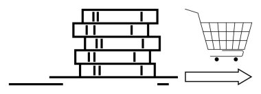 Bir alışveriş arabası ve sağa bakan bir okun yanında bir yığın kitap gösteriliyor. Eğitim, okuma, kütüphaneler, kitapçılar ve alışveriş rehberleri gibi konular için idealdir. Basit ve minimalist stil